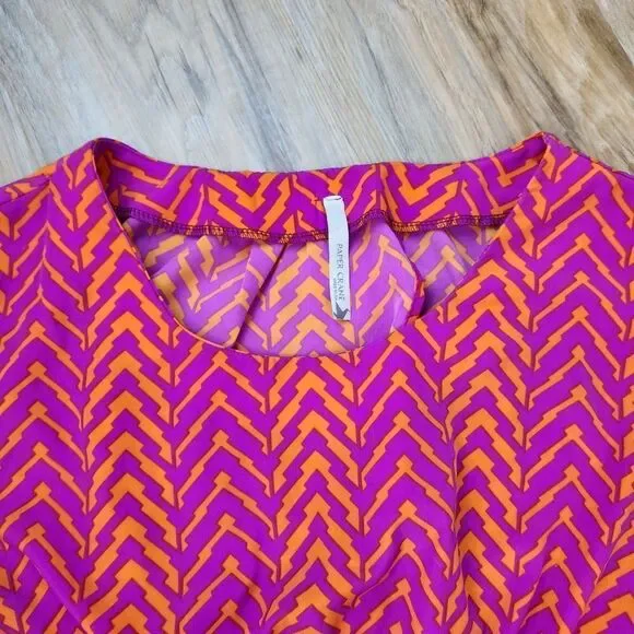 🔺️Paper Crane Orange & Fuchsia Chevron Sleeveless Top Small - Picture 6 of 12